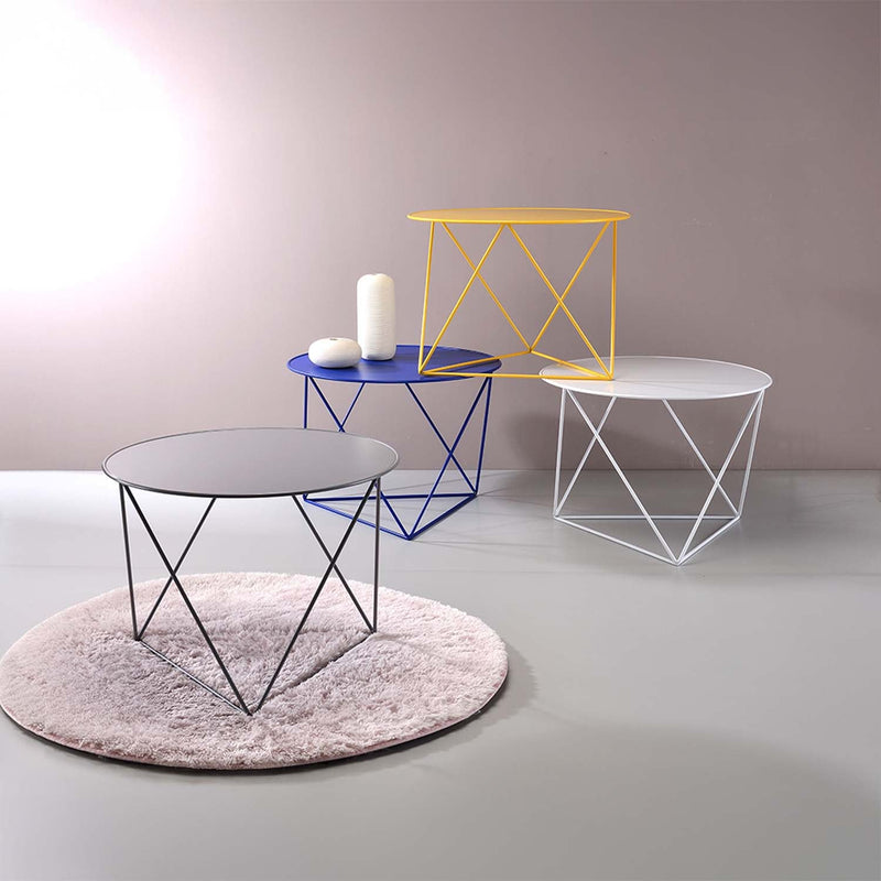 Epidia Round Accent Table, Blue Finish Acme