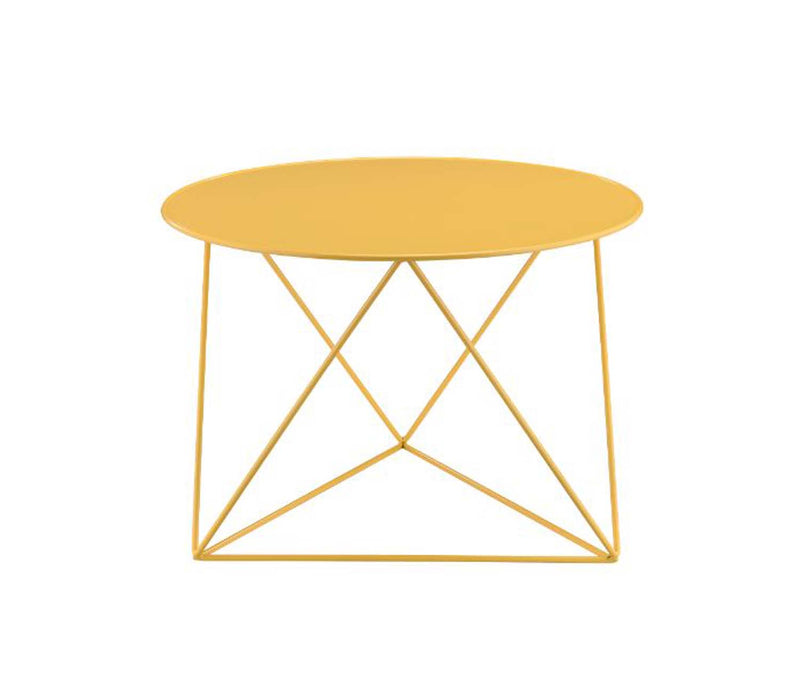 Epidia Round Accent Table, Yellow Finish Acme