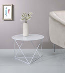 Epidia Round Accent Table, White Finish Acme