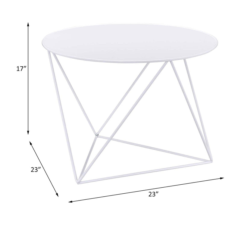 Epidia Round Accent Table, White Finish Acme