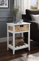 Chinu Rectangular Accent Table, White & Natural Finish Acme