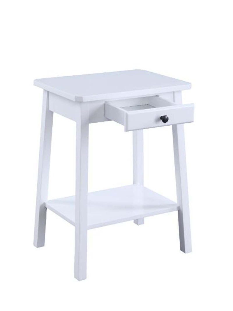 Kaife Rectangular Accent Table, White Finish Acme