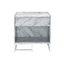 Azrael Rectangular Accent Table, White Printed Faux Marble & Chrome Finish Acme