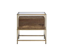 Knave Rectangular Accent Table, Walnut & Champagne Finish Acme