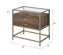Knave Rectangular Accent Table, Walnut & Champagne Finish Acme