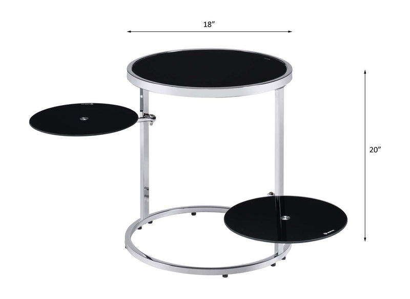 Lynch Round Accent Table, Black & Chrome Finish Acme