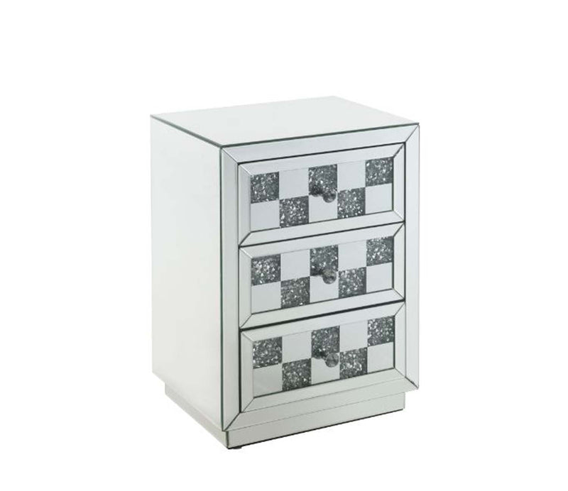 Noralie Rectangular Accent Table, Mirrored & Faux Diamonds Acme