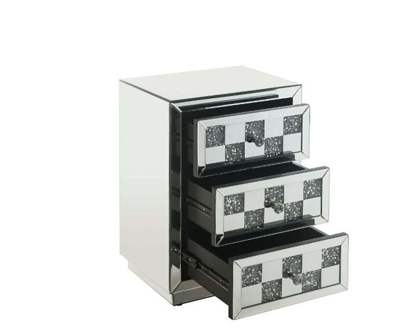 Noralie Rectangular Accent Table, Mirrored & Faux Diamonds Acme