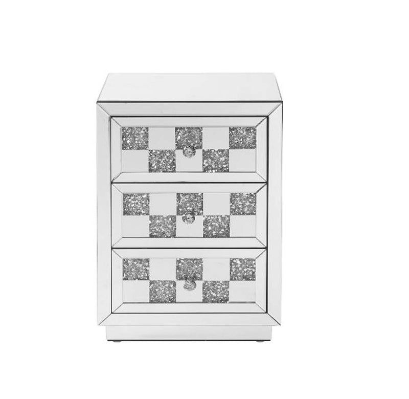 Noralie Rectangular Accent Table, Mirrored & Faux Diamonds Acme