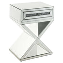 Noralie Rectangular Accent Table, Mirrored & Faux Diamonds Acme