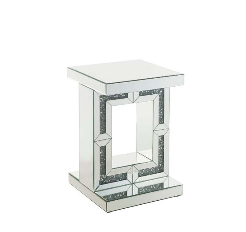 Noralie Rectangular Accent Table, Mirrored & Faux Diamonds Acme