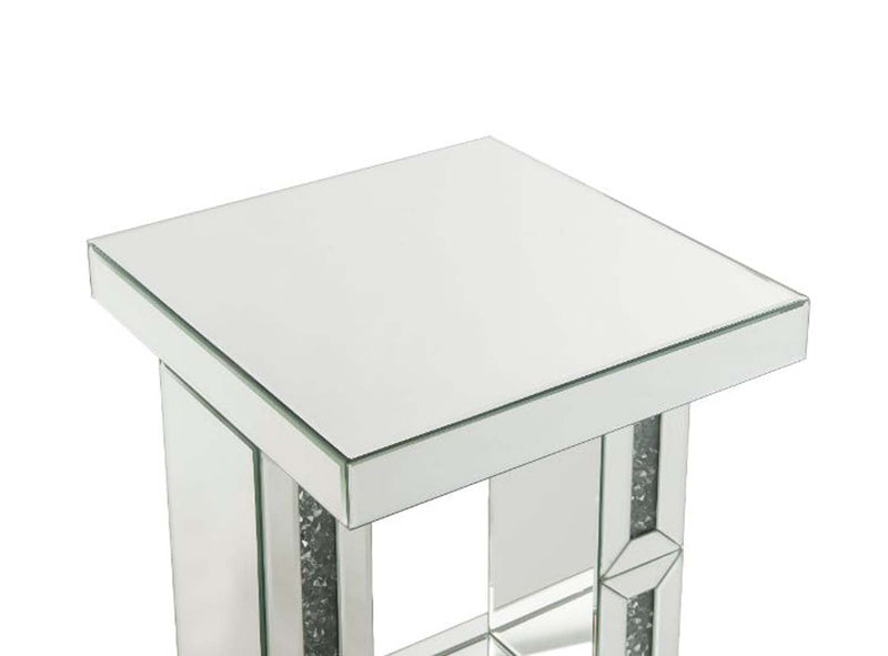Noralie Rectangular Accent Table, Mirrored & Faux Diamonds Acme