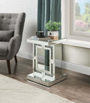 Noralie Rectangular Accent Table, Mirrored & Faux Diamonds Acme