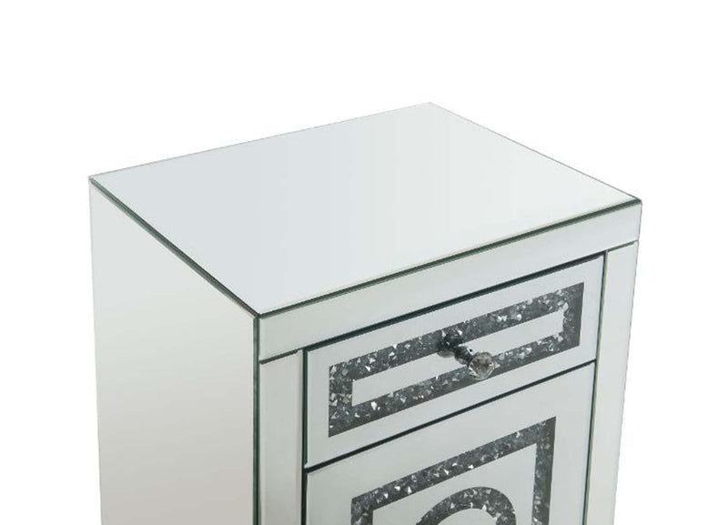Noralie Rectangular Accent Table, Mirrored & Faux Diamonds Acme
