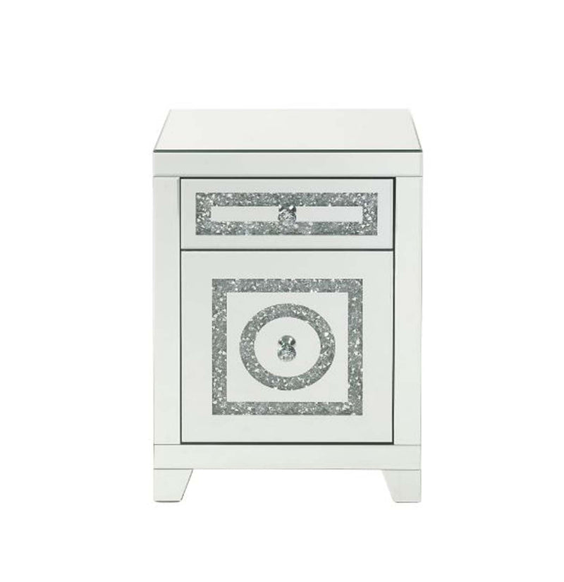 Noralie Rectangular Accent Table, Mirrored & Faux Diamonds Acme