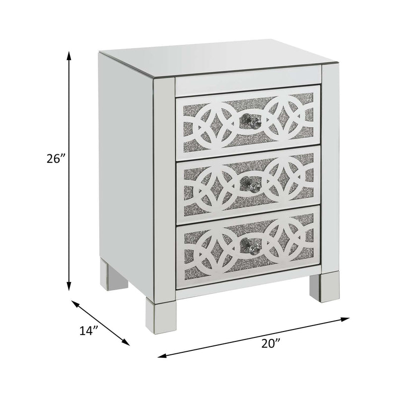 Noralie Rectangular Accent Table, Mirrored & Faux Diamonds Acme