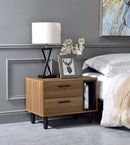 Trolgar Rectangular Accent Table, Brown Oak & Black Finish Acme