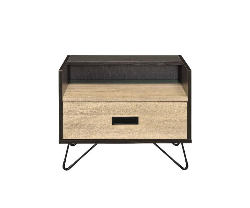 Melkree Rectangular Accent Table, Oak & Black Finish Acme