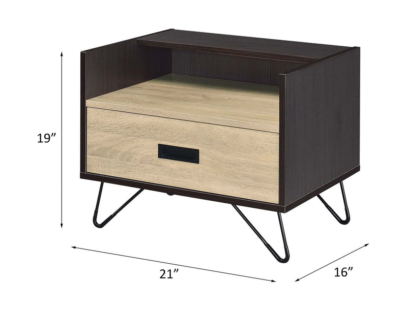 Melkree Rectangular Accent Table, Oak & Black Finish Acme