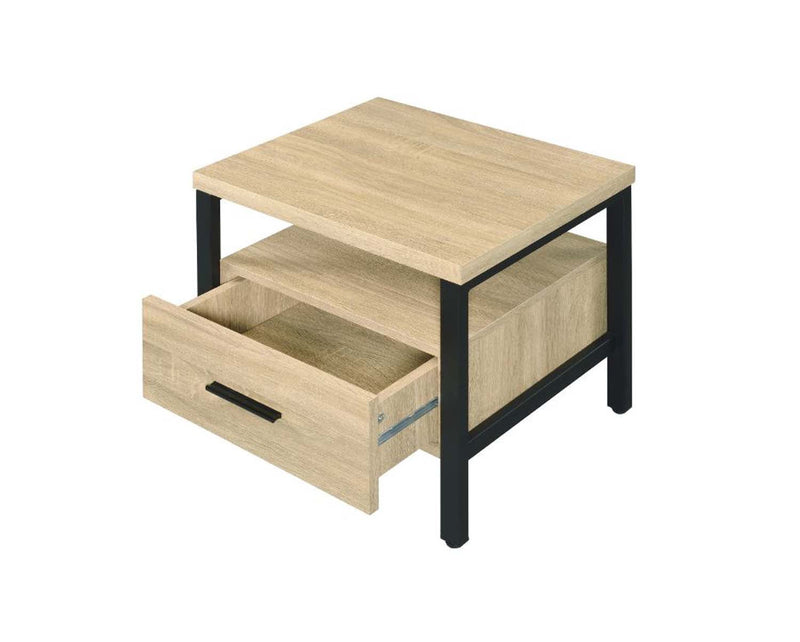 Yawan Rectangular Accent Table, Oak & Black Finish Acme