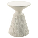 Duane Round Accent Table, Natural White Finish Acme