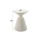 Duane Round Accent Table, Natural White Finish Acme