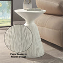 Duane Round Accent Table, Natural White Finish Acme