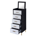 Myles 5 Storage Drawer Jewelry Armoire, Black, Silver & Gold Finish Acme