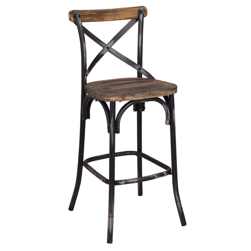 Zaire Bar Chair, Antique Black & Antique Oak Finish Acme