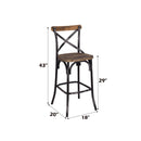 Zaire Bar Chair, Antique Black & Antique Oak Finish Acme