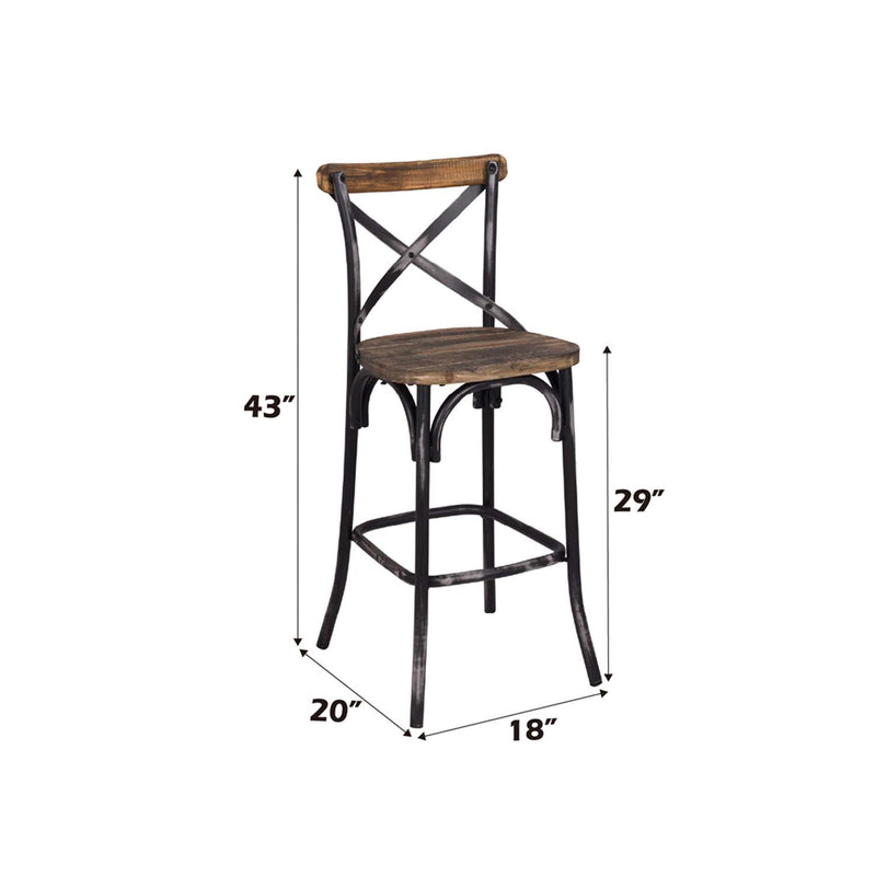 Zaire Bar Chair, Antique Black & Antique Oak Finish Acme