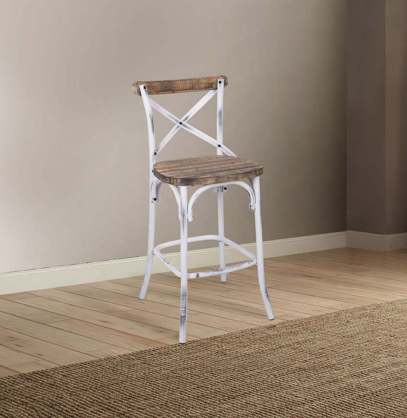Zaire Bar Chair, Antique White & Antique Oak Finish Acme