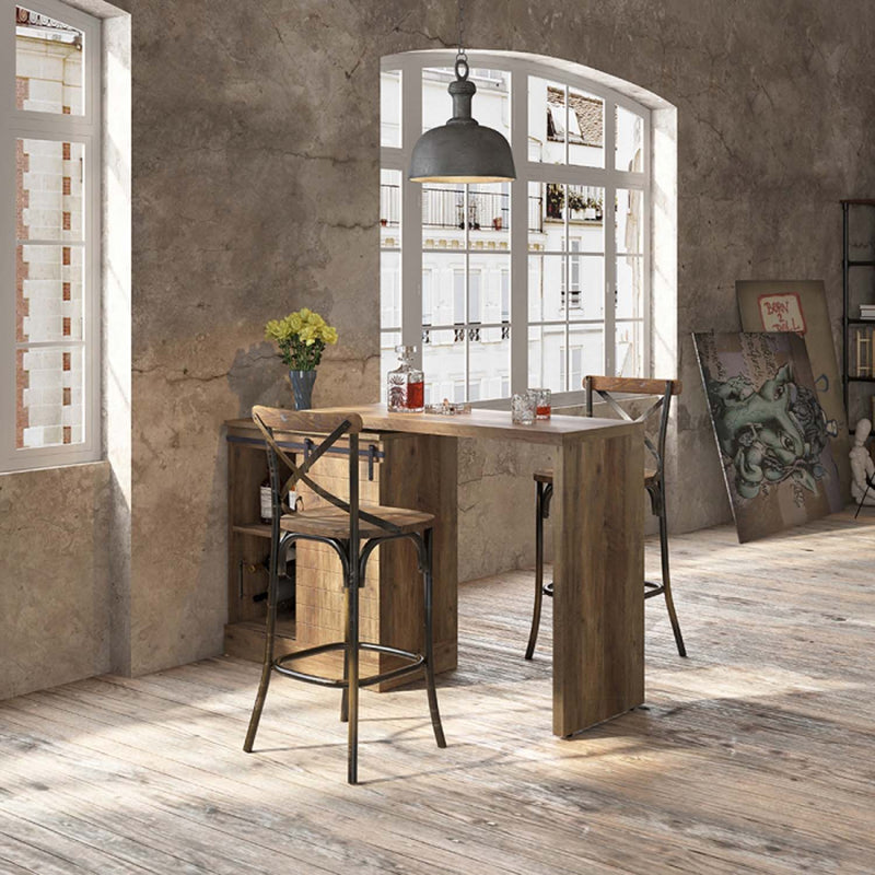 Zaire Bar Chair, Antique Copper & Antique Oak Finish Acme