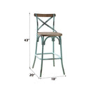 Zaire Bar Chair, Antique Sky & Antique Oak Finish Acme