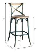 Zaire Bar Chair, Antique Turquoise & Antique Oak Finish Acme