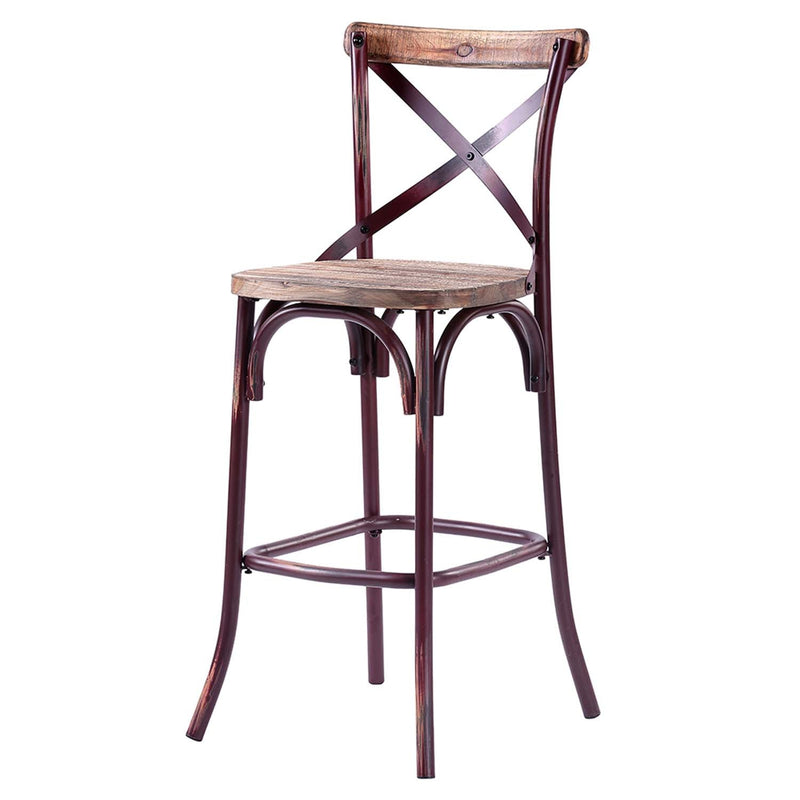 Zaire Bar Chair, Antique Red & Antique Oak Finish Acme