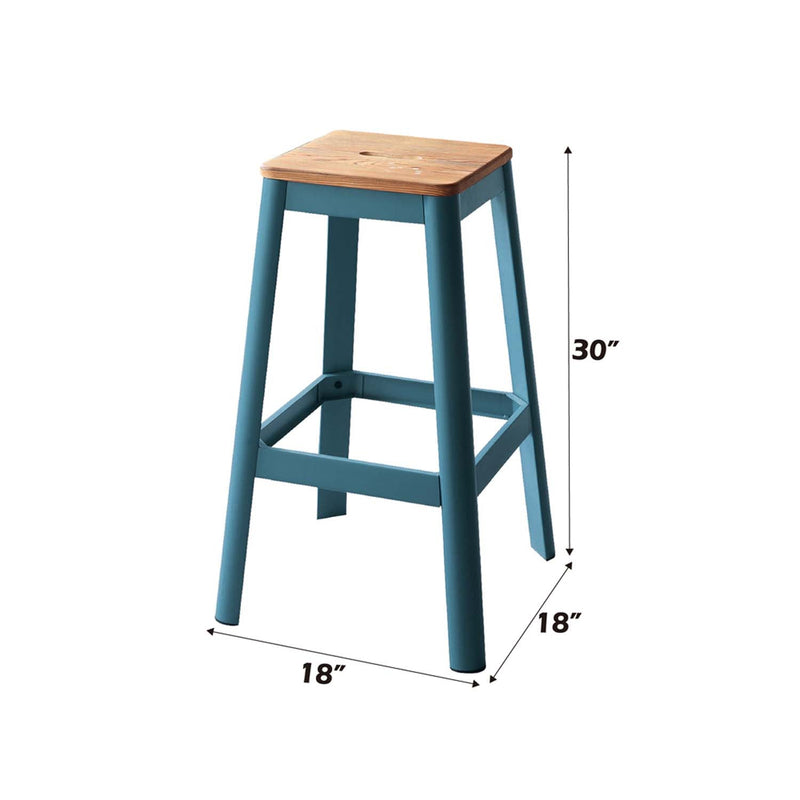 Jacotte Bar Stool, Natural & Teal Finish Acme
