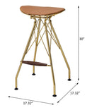 Dragea Bar Stool 2Pc, Whiskey Faux Leather & Gold Finish Acme