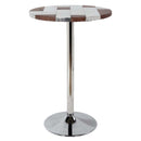 Brancaster Bar Table, Retro Brown Top Grain Leather & Aluminum Acme