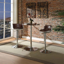 Brancaster Bar Table, Retro Brown Top Grain Leather & Aluminum Acme