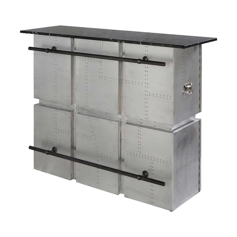 Brancaster Bar Table, Marble Top & Aluminum Acme