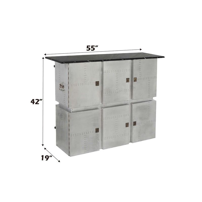 Brancaster Bar Table, Marble Top & Aluminum Acme