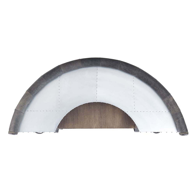 Rahma Bar Table, Antique Ebony Top Grain Leather & Aluminum Acme