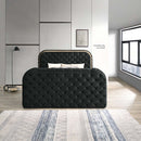 Kana Eastern King Bed w/LED, Fireplace & TV Stand, Black Upholstery Velvet Acme