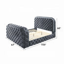 Kana Queen Bed w/LED, Fireplace & TV Stand, Gray Upholstery Velvet Acme