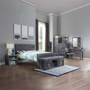 Cargo 56" Bench, Gray Fabric & Gunmetal Finish