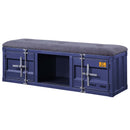 Cargo 56" Bench, Gray Fabric & Blue Finish