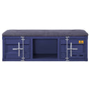 Cargo 56" Bench, Gray Fabric & Blue Finish