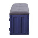 Cargo 56" Bench, Gray Fabric & Blue Finish