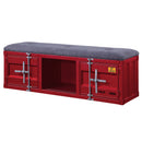 Cargo 56" Bench, Gray Fabric & Red Finish